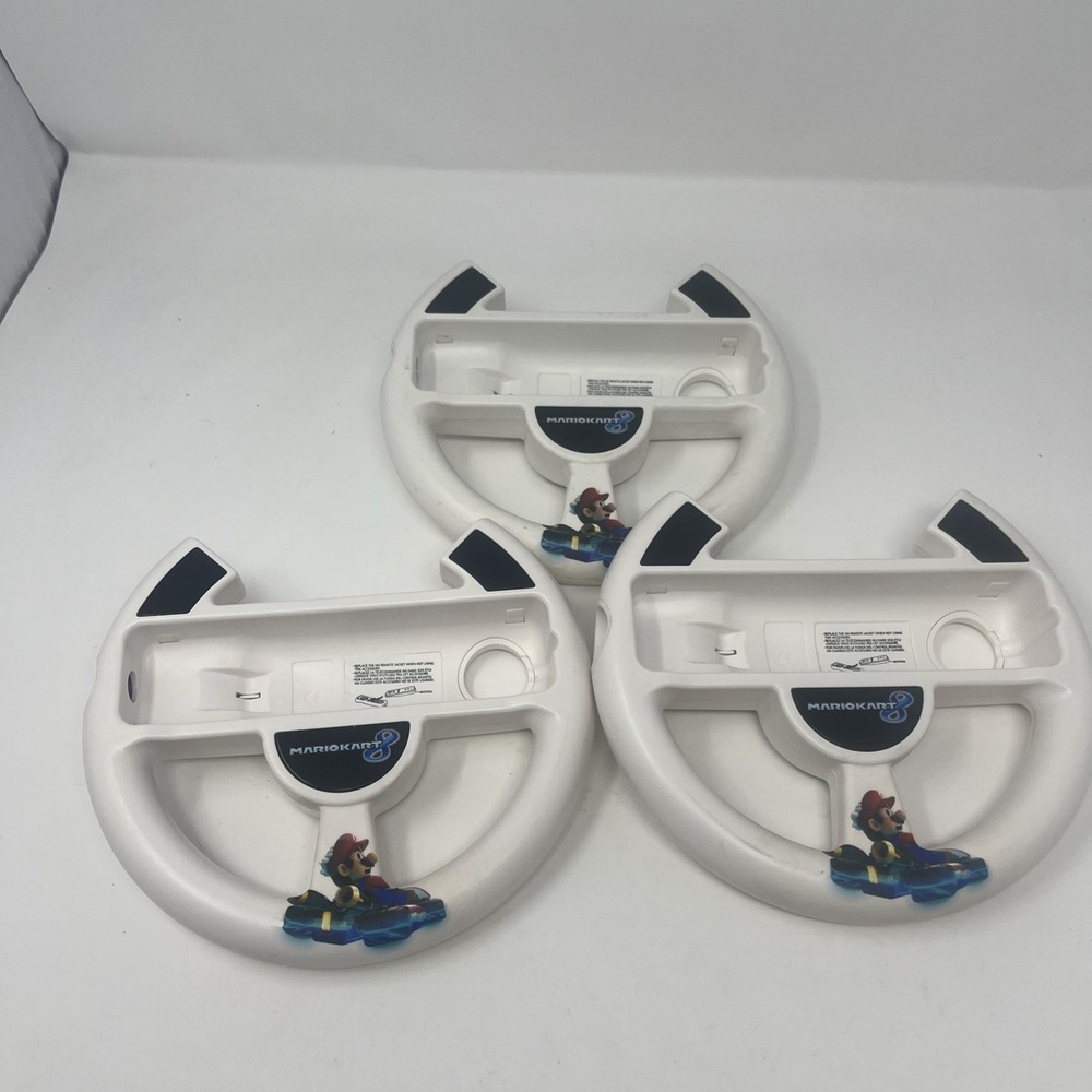 3X Mario Kart 8 Edition Racing Wheel For Wii and Wii U White Oem Remote Wheels